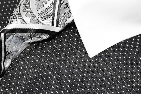 Men's Pin Dot Regular Fit French Cuffs Long Sleeve Dress Shirts with Tie Hanky Cufflinks Combo in Kuwait