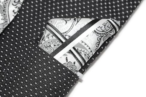 Men's Pin Dot Regular Fit French Cuffs Long Sleeve Dress Shirts with Tie Hanky Cufflinks Combo in Kuwait