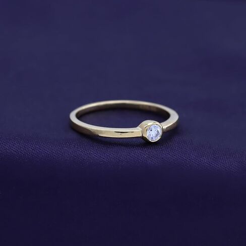 SAVEARTH DIAMONDS 1/10 قيراط مجموعة إطار مستدير من سوليتير مويسانيتي تم إنشاؤها في مختبر خاتم الخطوبة الماسي من الذهب عيار 14 قيراط فوق الفضة الإسترليني (0.10 قيراط) in Kuwait