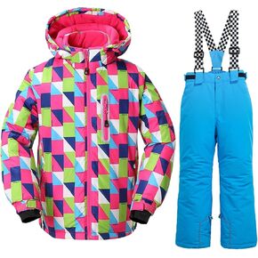 WOWULOVELY Girls Thicken Warm Snowsuit Hooded Ski Jacket Pants 2 Pcs Set Skiing Jacket with Pants in Saudi Arabia