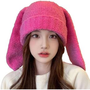 Avilego Y2k Bunny Ear Knit Beanie Hat for Women Cute Skull Cap Warm Winter Hat for Fall Winter Cold Weather Gift 2023