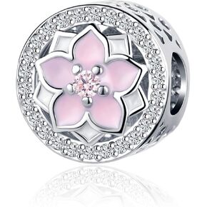 Luluadorn المرأة الوردي زهرة سحر للأساور زهر أبيض قلادة قلادة واضحة تشيكوسلوفاكيا الخرزة هدية للزوجة أمي الحب ابنة الذكرى عيد ميلاد in Kuwait