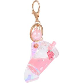 VALICLUD Lovely Fruit Liquid Quicksand Keychain Acrylic Keyring Bag Ornament