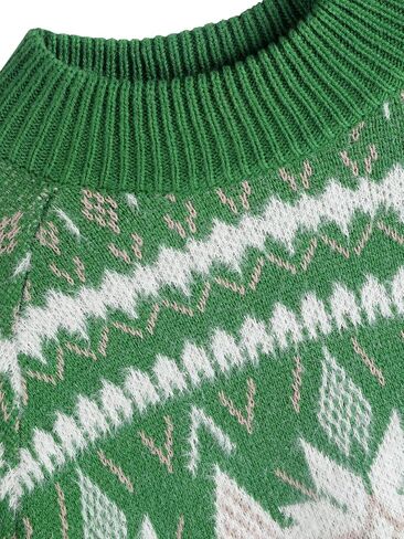 ZAFUL Women's Ugly Christmas Sweater Snowflake Crew Neck Long Sleeve Ribbed Knit Pullover Sweater Jumper in Saudi Arabia