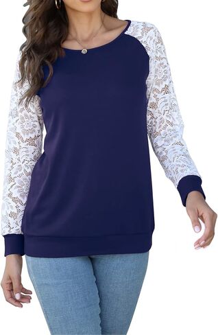 LAINAB Womens Long Sleeve Loose Casual Tunic Pullover Sweatshirt Tops in Kuwait