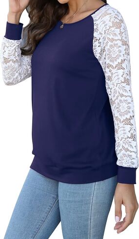 LAINAB Womens Long Sleeve Loose Casual Tunic Pullover Sweatshirt Tops in Kuwait