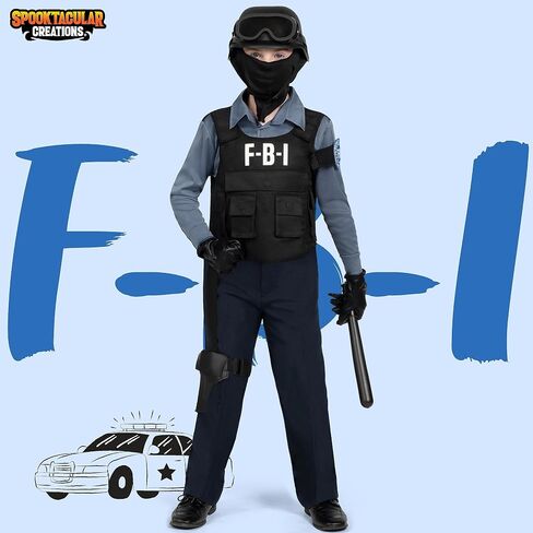 زي شرطة Spooktacular Creations للأطفال، زي شرطي FBI، فستان الهالوين، لعب الأدوار، وحفلة اللعب التظاهري in Saudi Arabia