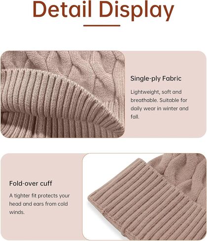 Amoretu Beanie for Women with Pom Pom 3PCS Winter Hats Knit Warm Cap for Cold Weather in Saudi Arabia