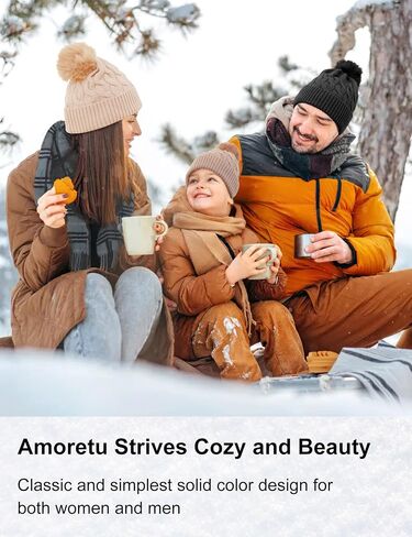 Amoretu Beanie for Women with Pom Pom 3PCS Winter Hats Knit Warm Cap for Cold Weather in Saudi Arabia
