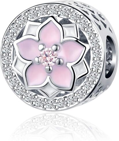 Luluadorn المرأة الوردي زهرة سحر للأساور زهر أبيض قلادة قلادة واضحة تشيكوسلوفاكيا الخرزة هدية للزوجة أمي الحب ابنة الذكرى عيد ميلاد in Kuwait