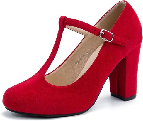 حذاء نسائي كلاسيكي على شكل حرف T وكعب مكتنز حذاء Mary Jane Pumps لفساتين الزفاف in Kuwait