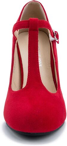 حذاء نسائي كلاسيكي على شكل حرف T وكعب مكتنز حذاء Mary Jane Pumps لفساتين الزفاف in Kuwait