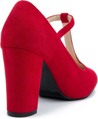 حذاء نسائي كلاسيكي على شكل حرف T وكعب مكتنز حذاء Mary Jane Pumps لفساتين الزفاف in Kuwait