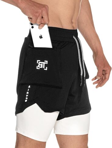 شورت للتمارين الرياضية من Born Tough، شورت رياضي لكمال الأجسام بطول 5 بوصات للرجال، شورت للجري مع جيب مبطن in Kuwait