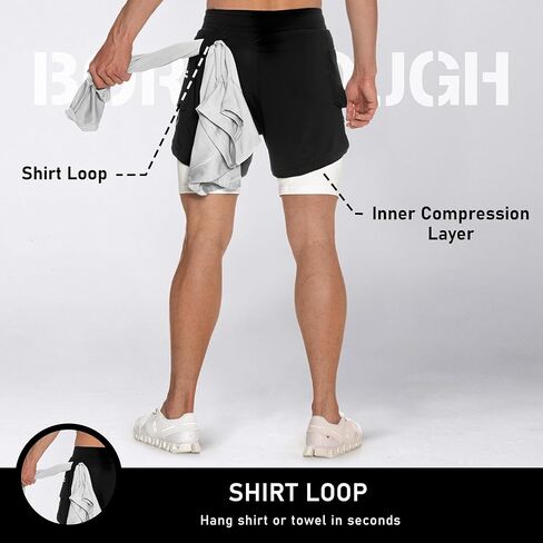 شورت للتمارين الرياضية من Born Tough، شورت رياضي لكمال الأجسام بطول 5 بوصات للرجال، شورت للجري مع جيب مبطن in Kuwait