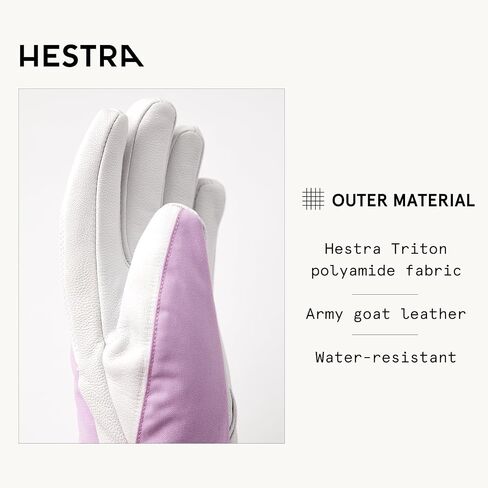 Hestra Heli Ski Womens Glove - Classic 5-Finger Leather Snow Glove for Skiing, Snowboarding and Mountaineering (Women’s Fit) in Kuwait