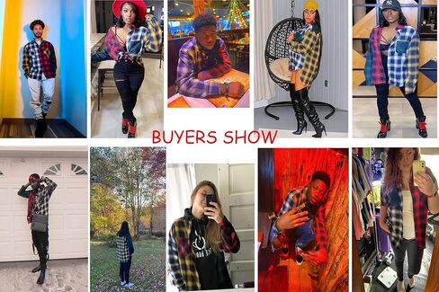 KEPUTAY Men Women Color Block Plaid Shirt Patchwork Plaid Shirts Button Down Long Sleeve Casual Shirts in Saudi Arabia