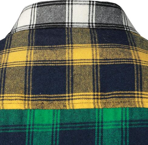 KEPUTAY Men Women Color Block Plaid Shirt Patchwork Plaid Shirts Button Down Long Sleeve Casual Shirts in Saudi Arabia