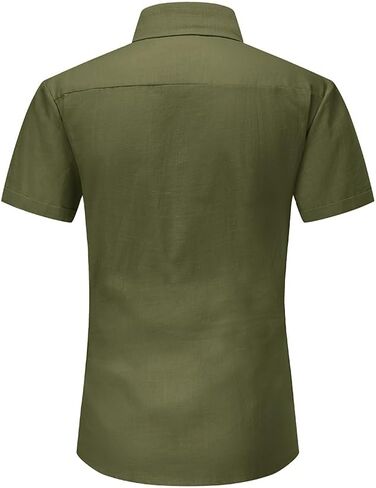 قمصان رجالي من Eymitory بأكمام قصيرة من القطن والكتان بأزرار للأسفل، قمصان صيفية للشاطئ، قمصان لإزالة الأعشاب الضارة مع جيوب in Kuwait