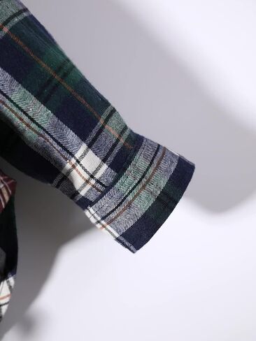 GORGLITTER Men's Plaid Button Down Hooded Flannel Shirt Jacket Color Block Drawstring Pocket Long Sleeve Hoodie in Saudi Arabia