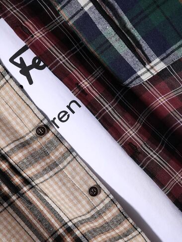 GORGLITTER Men's Plaid Button Down Hooded Flannel Shirt Jacket Color Block Drawstring Pocket Long Sleeve Hoodie in Saudi Arabia