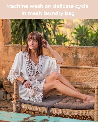 CIBENI White Lace Beach Cover Up for Swimsuits (US Size 6-10) Crochet Swim Cover Up for Bathing Suit, Swimwear, Bikini Coverups for Women in Saudi Arabia