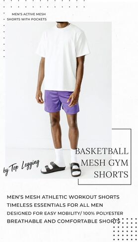 TL Men's Athletic Gym Workout Shorts with Pockets, Mesh or Dazzle Basketball Shorts in Packs or Single in Kuwait