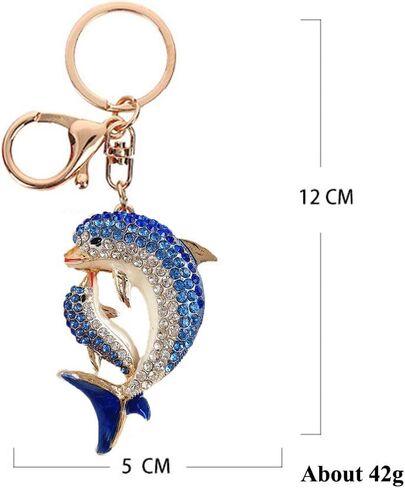 سلسلة مفاتيح على شكل دلافين مرصعة بأحجار الراين مطلية بالذهب قلادة حلقة مفاتيح in Kuwait