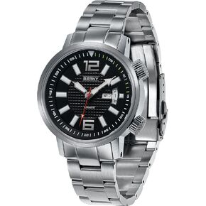 BERNY Automatic Mechanical Dive Watch for Men Self Winding Sport Stainless Steel Strap Wristwatches Waterproof 20ATM Sapphire Glass Scratch Resistant Super Luminous（No Battery Required