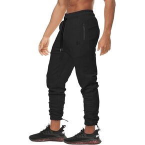 BROKIG Mens Ankle Cords Workout Jogger Pants, Slim Fit Gym Joggers Athletic Sweatpants for Men with Zipper Pockets