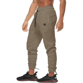 BROKIG Mens Ankle Cords Workout Jogger Pants, Slim Fit Gym Joggers Athletic Sweatpants for Men with Zipper Pockets in Kuwait