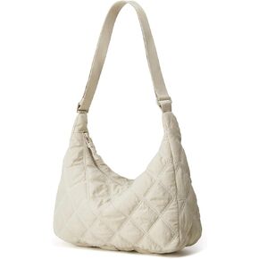 Women's Hobo Bag Puffer Totes Crossbody Bag Solid Color Rhombus Down Padded Handbag Dumpling Purse