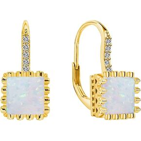 925 Sterling Silver 0.27Inch Princess Cut Cubic Zirconia Leverback Earrings for Women