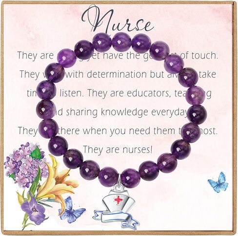 هدايا تقدير الممرضة للنساء، سوار الخرزة للممرضات، سوار مطرز بالجمشت مع سحر قبعة الممرضة، هدايا طالب التمريض للممرضات الجدد، هدايا أسبوع الممرضات، أفكار هدايا تخرج الممرضات in Kuwait