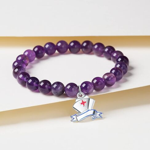 هدايا تقدير الممرضة للنساء، سوار الخرزة للممرضات، سوار مطرز بالجمشت مع سحر قبعة الممرضة، هدايا طالب التمريض للممرضات الجدد، هدايا أسبوع الممرضات، أفكار هدايا تخرج الممرضات in Kuwait