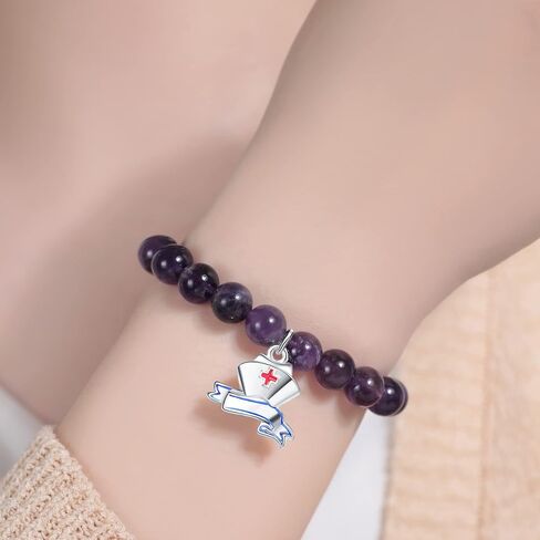 هدايا تقدير الممرضة للنساء، سوار الخرزة للممرضات، سوار مطرز بالجمشت مع سحر قبعة الممرضة، هدايا طالب التمريض للممرضات الجدد، هدايا أسبوع الممرضات، أفكار هدايا تخرج الممرضات in Kuwait