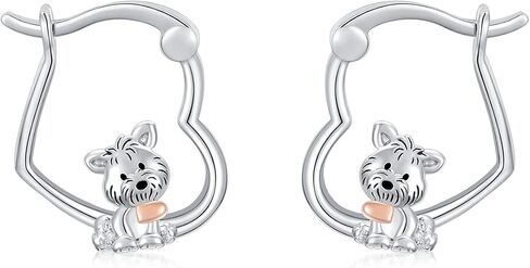 Hypoallergenic Earrings Rabbit Tiger Teddy Koala Puppy Panther Peacock Earrings Sterling Silver Animal Hug Hoop Earrings Jewelry Mothers Day Graduation Birthday Gifts for Women in Saudi Arabia