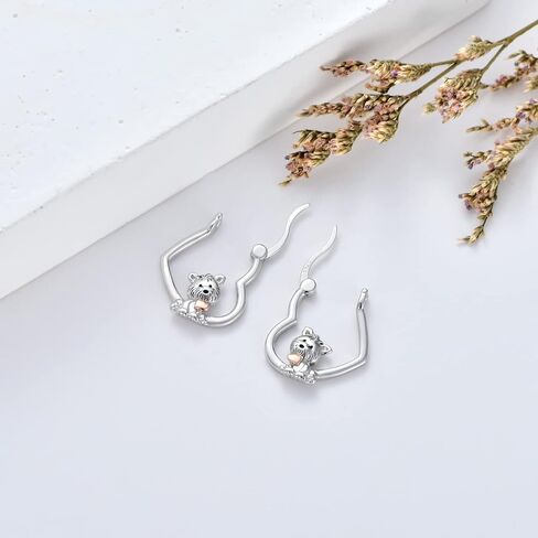 Hypoallergenic Earrings Rabbit Tiger Teddy Koala Puppy Panther Peacock Earrings Sterling Silver Animal Hug Hoop Earrings Jewelry Mothers Day Graduation Birthday Gifts for Women in Saudi Arabia