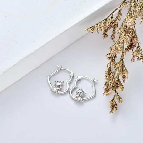 Hypoallergenic Earrings Rabbit Tiger Teddy Koala Puppy Panther Peacock Earrings Sterling Silver Animal Hug Hoop Earrings Jewelry Mothers Day Graduation Birthday Gifts for Women in Saudi Arabia