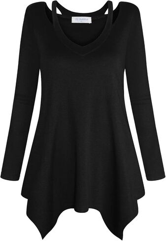 بولوتس قميص تونيك كاجوال منقوش باكمام 3/4 ورقبة على شكل حرف V للنساء in Kuwait