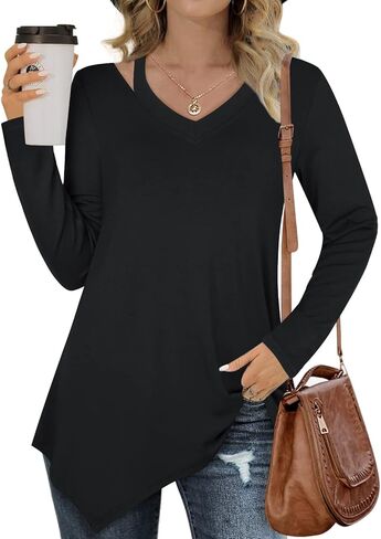 بولوتس قميص تونيك كاجوال منقوش باكمام 3/4 ورقبة على شكل حرف V للنساء in Kuwait