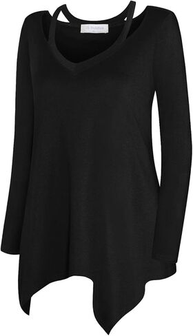 بولوتس قميص تونيك كاجوال منقوش باكمام 3/4 ورقبة على شكل حرف V للنساء in Kuwait