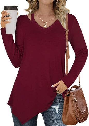 بولوتس قميص تونيك كاجوال منقوش باكمام 3/4 ورقبة على شكل حرف V للنساء in Kuwait