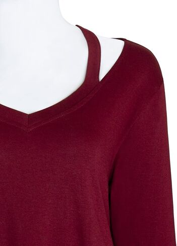 بولوتس قميص تونيك كاجوال منقوش باكمام 3/4 ورقبة على شكل حرف V للنساء in Kuwait