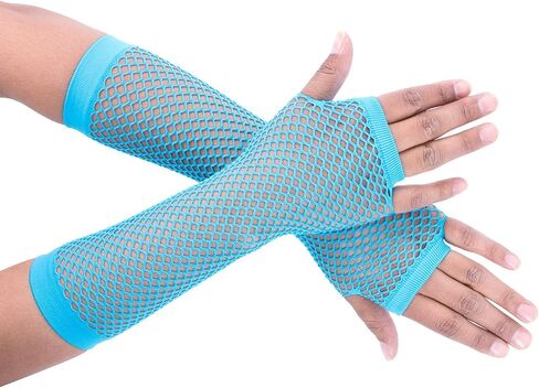 Super Z Outlet Diva Fingerless Fishnet Neon Bright Colorful Gloves 80s Dress-Up Party (12 Pack) in Saudi Arabia
