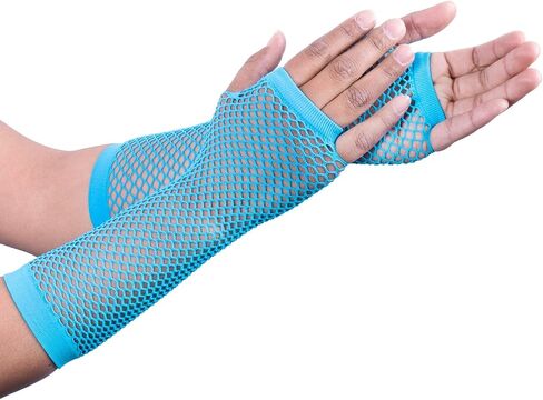 Super Z Outlet Diva Fingerless Fishnet Neon Bright Colorful Gloves 80s Dress-Up Party (12 Pack) in Saudi Arabia