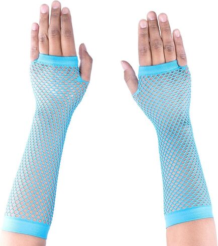 Super Z Outlet Diva Fingerless Fishnet Neon Bright Colorful Gloves 80s Dress-Up Party (12 Pack) in Saudi Arabia