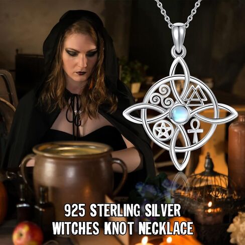 YAFEINI Witches Knot Necklace Sterling Silver Witches Knot Pendant Necklace Celtic Cross Witch Jewelry Witches Knot Amulet Gifts for Women Girls in Kuwait