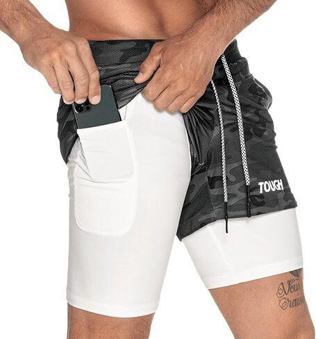 شورت تمرين الصالة الرياضية للرجال من Born Tough، شورت رياضي لكمال الأجسام بطول 5 بوصات للرجال، شورت للجري مع جيب مبطن in Kuwait