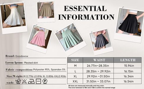 تنورة Goodswsw مطوية - متزلج عالي الخصر، تنس، زي مدرسي، تنانير قصيرة مع شورت - جيوب خصر مرنة in Kuwait